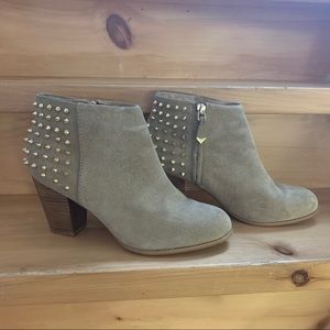 Zara Tan Booties with gold studs
